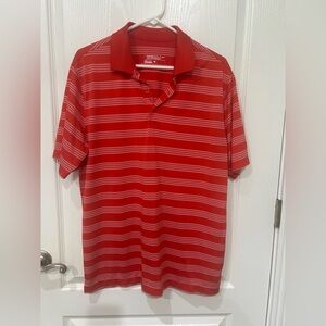 Nike Red and White Striped Men's Polo Shirt